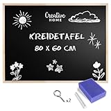 Creative Home 80 x 60 cm Kreidetafel Große Schwarz Blackboard | Tafel Hergestellt in der EU | Schiefertafel Wandtafel Kinder Pinnwand Memoboard Holzrahmen | Schreibtafel für Büro, Schule, Zuhause