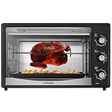 Steinborg® Mini Backofen 45 Liter mit Umluft & Drehspieß Elektrischer Minibackofen – Umluftofen mit Drehspieß, 1800 W, Pizzaofen Grillofen mit Innenbeleuchtung inkl. Backblech & Grillrost