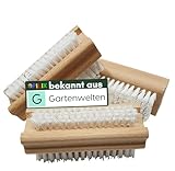 PILIX Nagelbürste Holz HART Borsten aus Kunststoff | Handbürste Nagelbürste 3 Bürsten | Nail Brush | Handwaschbürste Nagelbürste hart gegen Schmutz | griffiger unbehandelter Holzkörper | Fingerbürste