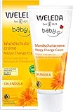 WELEDA Bio Baby Calendula Wundschutzcreme 75ml - Naturkosmetik Wundsalbe / Babycreme für den Schutz empfindlicher Baby Haut im Windelbereich. Hilft bei Rötungen, gereizter Haut und Wundsein