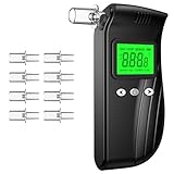 Pohicoo Alkoholtester Polizeigenau, Aufladbarer Promillemessgerät mit Digitaler Blauer LCD-Anzeige, Tragbarer Alkomat mit 10 Mundstücke, Alcohol Tester für Privaten Professionellen Gebrauch zu Hause
