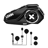 LEXIN G2P Motorrad Bluetooth Headset, Helm Kommunikationssystem für 2 bis zu 6 Personen in Reichweite von 1000m, IP67 Wasserdicht Freisprecheinrichtung mit FM Radio, Einzelpack