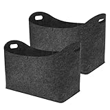 Brennholztasche aus Filz, Brennholztransportfilz, 2er Set Einkaufstaschen aus Filz, Faltbarer Aufbewahrungskorb aus Holz, Brennholztragetasche inkl
