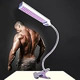 Gesichtsbräunungslampe, 360° verstellbarer UVA Bräunungslichtbestrahlungsbereich 60 x 30 cm, tragbares Bräunungslampenlicht mit Timing Design auf Clip On Basis, 15 W Selbstbräunungslampe für den Kör