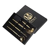 UTHCLO Besteck Set Teilig Spiegelpoliert Rostfrei Messer Löffel Teelöffel Küchenbesteck für Zuhause Restaurant Camping Reise