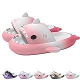 Sharky Chanclas Hai Hausschuhe,Shark Slippers Rutschfest Cloud Unisex Slides Open Toe Badeschlappen (Pink white red, Erwachsene, Damen, 42, Numerisch (von/bis), EU Schuhgrößensystem, 43, M)