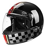 QJWMatic Vintage-Integral-Motorradhelm Motorrad-Jet-Helme Retro-Integralhelme mit Sonnenblende Für Erwachsene Männer Women ECE zugelassen J,L59-60CM