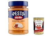 12x Pesto Ricotta e Noci 190g | Glutenfreie Italienische Pasta-Sauce mit cremigem Ricotta, Walnüssen und Grana Padano, Nudel-Soße, rotes Pesto + Italian Gourmet polpa 400g