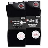 Diabetikersocken ohne Gummi & ohne Naht 97% Baumwolle (6 Paar) Diabetiker Socken mit Komfortbund für Damen & Herren 26807 WP (Schwarz 43-46)