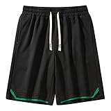 UnoSheng Freizeitshorts für Herren Sportshorts für Herren Mode-Freizeitshorts Beach Resort Shorts Strandshorts Militär Shorts Herren (Black, M)