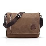 FANDARE Retro Umhängetasche Schultertasche Segeltuch Laptoprucksäcke für 14 Zoll Laptop Kuriertasche Herren Damen Crossbody Messenger Bag Reise Schule Hochschule Multifunktions Schulranzen Braun