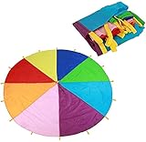 Dimoxii 4M Schwungtuch Bunt für Kinder, Regenbogen Fallschirmtuch mit 20 Griffen, 13.1 FT Parachute Spieltuch für Kindergarten, Kinderturnen & Gruppenspiele Drinnen & Draußen