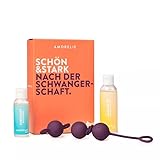 AMORELIE Post-Baby Geschenkset 'Schön & Stark' – Liebeskugeln 3x36g, Gleitgel, Massageöl Vanille