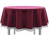 EXKLUSIV HEIMTEXTIL Gartentischdecke mit Fransen Tischdecke rund oval eckig Classic 130 cm rund Bordeaux