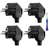 Stecker für Kabel 4 Stück, 16A Stecker Aussenbereich, Schutzkontaktstecker mit Knickschutztülle, Kabel Netzstecker, Gummistecker 250v Außenbereich,Schwarz