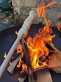 2 X Stockbrot Spieß Stock Grillspieße für dein Lagerfeuer Abenteuer grillen Grillspieß 100 cm Buchenholz mit Edelstahl Adapter Feuerschale Grillrohr Grillen Geschenk Knüppel Party
