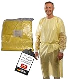 ADEBO Medical® PP+PE Schutzkittel Einweg Kittel 10 Stk (125x140cm) Optimaler Schutz mit Strickbündchen & Klettverschluss – Premium OP Kittel, Gelb