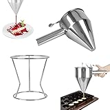 EMAGEREN Pfannkuchen Teigspender 1.2L Edelstahl Teigportionierer Kolbentrichter Fülltrichter Batter Trichter Likörtrichter Fondanttrichter Backtrichter mit Rack für Home Kitchen Bäckerei