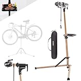 Arebos Fahrrad-Montageständer aus Aluminium – Profi Reparaturständer für E-Bike, Mountainbike & Fahrrad, 360° drehbar, mit Tasche und Schnellspannvorrichtung Champagner