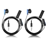 Flylin Mono-Gaming-Kopfhörer, In-Ear-Kopfhörer, Headset mit 3,5-mm-Stecker und Clip, Gaming-Kopfhörer für PS4-Controller, Blau, 2 Stück