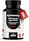 Apfelessig Kapseln - 200 Kapseln Hochdosiert - 1000mg pro Portion - Stoffwechsel Apple Cider Vinegar Kapseln, Apfelessig Tabletten - Vegan und produziert in Deutschland Laborgeprüft