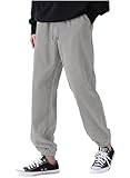 Elegancity Hosen Herren Winter Casual Warme Corduroy Hosen Herren Regular Fit Jogginghose Outdoor Arbeitshose mit Elastischem Kordelzug Bund und Taschen Grau M