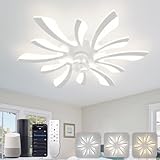 YUNLONG Smart Deckenventilator mit Beleuchtung, WiFi Lampe mit Ventilator Leise Kompatibel mit Alexa Google Home, Sprach/Fernbedienung/App Steuerung, für Schlafzimmer, Küche, Weiß