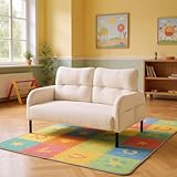 HOMYLIN Cord Kindersofa, weiche 2-Sitzer-Couch für Kinder-Leseecke oder Schlafzimmer, kompaktes und sicheres Design, Beige