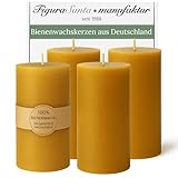 Figura Santa Bienenwachskerzen Adventskerzen 4er Set Kerzen Adventskranz Stumpenkerzen aus 100% Bienenwachs-Weihnachtskerzen | 95/40mm lange Brennndauer ca. 19 h