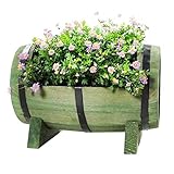 XJJUN Blumenkasten mit halbem Fass, rustikaler Bierfass-Blumenkasten, 40 x 25 x 27 cm, ideal für Balkon, Terrasse und Garten, Dekoration, Bauernhaus-Stil, Blumenkasten