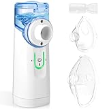 Pmgud Tragbares Inhalationsgerät mit Geringem Geräuschpegel für Kinder und Erwachsene, Elektrischer Inhalator Inklusive Mundstück, Maske für Erwachsene und Kinder, Ideal für zu Hause und auf Reisen