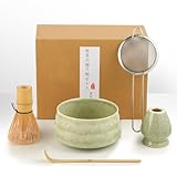 Matcha Set - Matcha Tea Set 5 Piece Matcha Besen Set - Matcha Set für Einsteiger - Stylisches Matchas Set Matcha-Besen,Matcha Filtersieb,Matcha-Schale, Chasen und Matcha Löffel
