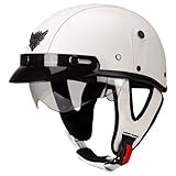 Retro Halbhelm Jet-Helm Oldtimer Deutscher ​Stil Motorradhelm Brain-Cap,ECE Zertifizierter Halbschale Chopper Moped Straßenreiten Halbschalenhelm Für Herren Damen(F,L=59-60cm)