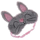 Ciieeo Plüsch Kaninchen Schlafmaske mit Elastischem Band Augenbinde für Mädchen Frauen Hautfreundlich Weich Waschbar Schlafmaske für Reisen und Erholsamen Schlaf