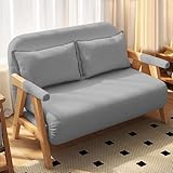 YDkjwjw 3-in-1 umwandelbares Bett-Sofa 2-Sitzer Schlafsofa mit Kissen und Armlehnen, modernes Sofa-Couch-Stuhl aus Baumwoll-Leinen für Wohnzimmer, Schlafzimmer, Gästezimmer