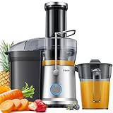GDOR Entsafter 1300W Entsafter Gemüse und Obst mit Größerem 81mm Einfüllschacht für Ganze Früchte und Gemüse 1250ml Großer Saftkrug 3 Geschwindigkeiten Juicer Machine Leicht zu Reinigen Juicers Silber
