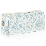 HJZHII Mäppchen Aesthetic, Niedliches Federmäppchen Kinder Schulmäppchen Bleistifttasche mit ästhetischen Blumen tragbare Stifttasche mit breiter Öffnung weicher gesteppter Bleistiftbeutel Organizer