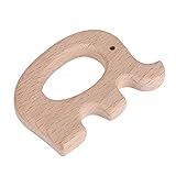 5 Stück Beißring aus Holz Baby Holztiere Beißring Holz Tierform Baby-Spielzeug zum Beißen von Babys Natürliches Holz