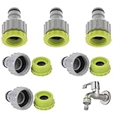 6 Stück Wasserhahn Adapter, Gartenschlauchanschluss Adapter, 1/2 Zoll 3/4 Zoll 2-In-1 Garten Hahnverbinder Wasserhahnanschluss, Schlauchanschluss Set Für Garten Bewässerungs(Grün)