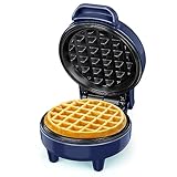 SNAILAR Mini Waffeleisen Belgische Waffel Maschine Kleines Waffeleisen Klassische, für Kindergeburtstage, Familienfeiern, Ostern oder Weihnachten, Niedlich kompaktes Design, 550 Watt, Blau