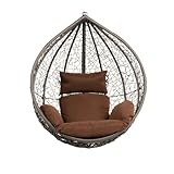 Home Deluxe - Hängesessel Cielo - Grau, nur Korb - inkl. Sitz- und Rückenkissen I Polyrattan Hängestuhl Gartenschaukel Hängekorb
