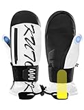 KUTOOK Skihandschuhe Snowboard Handschuhe Herren Damen Winter Wasserdicht mit Protektor Handgelenkschutz Warm Winddicht Touchscreen Fäustlinge für Ski Snowboarden Outdoor Weiß M