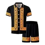 Kleidersack Kurz Männer Sommer Mode Freizeit Gedruckt Strand Hemd Kurzen Casual Lose Gestickte Weste (Yellow, L)