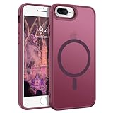 DOMAVER Hülle für iPhone 7 Plus/iPhone 8 Plus, Handyhülle iPhone 8 Plus/iPhone 7 Plus Case Durchscheinend Matt Stoßfeste Damen Männer Rundumschutz Magnetisch Schutzhülle, Pflaume