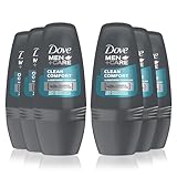 Dove Men Clean Comfort Deodorant Deo Roll-on 48h, 6 x 50ml