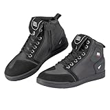 KEMIMOTO Motorrad Schuhe Herren, Motorradstiefel Causal,mit Verstärkte Schaltpads, Aktmungsaktiver Motororad Sneaker,Schwarz/Grau