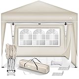 tillvex Pavillon 3x3m wasserdicht | Pop-Up Faltpavillon höhenverstellbar | Gartenzelt UV Schutz 50+ | Partyzelt mit Tasche für Garten (Beige)