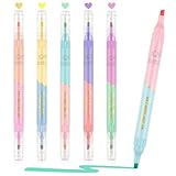 Textmaker, 6 Stück Doppelkopf Textmarker Pastell, 12 Farben Highlighter Pen Marker Set für Schulen Büros Studenten Lehrer, Hervorheben von Tagebuch oder Notizbuch