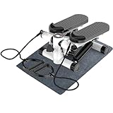 Aolawco Stepper für Zuhause mit Power Ropes, Mini Stepper 150kg mit LCD-Monitor, Matte, Up-Down Swing Stepperr für Bein/Arm/Butt Training, Home Office Fitness Exercise, Schwarz