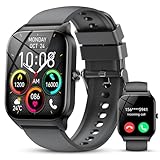 CASCHO Smartwatch Damen Herren, 1.85' HD Smart Watch, 115+ Modi, Fitness Tracker mit Bluetooth Telefonie, IP68 Wasserdicht Schrittzähler Uhr mit bis zu 30 Tage Standby für iOS und Android - Dunkelgrau